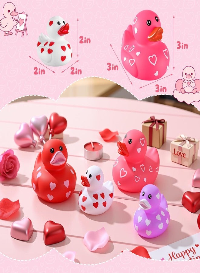 جيريفي مجموعة 6 قطع من بطات جيريفاي المطاطية على شكل قلوب، مقاس 2 و3 بوصات، مثالية لعيد الحب. بطات صغيرة الحجم مناسبة لحمام السباحة وحوض الاستحمام، ولألعاب الحفلات، ولزينة الصف الدراسي، ولتبادل الهدايا. - Image 3